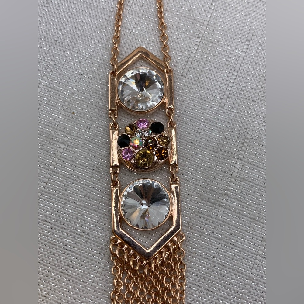 PETITE CHARM - Rose Gold Tasseled Snap Button BLING Necklace - Ginger Snaps & Co